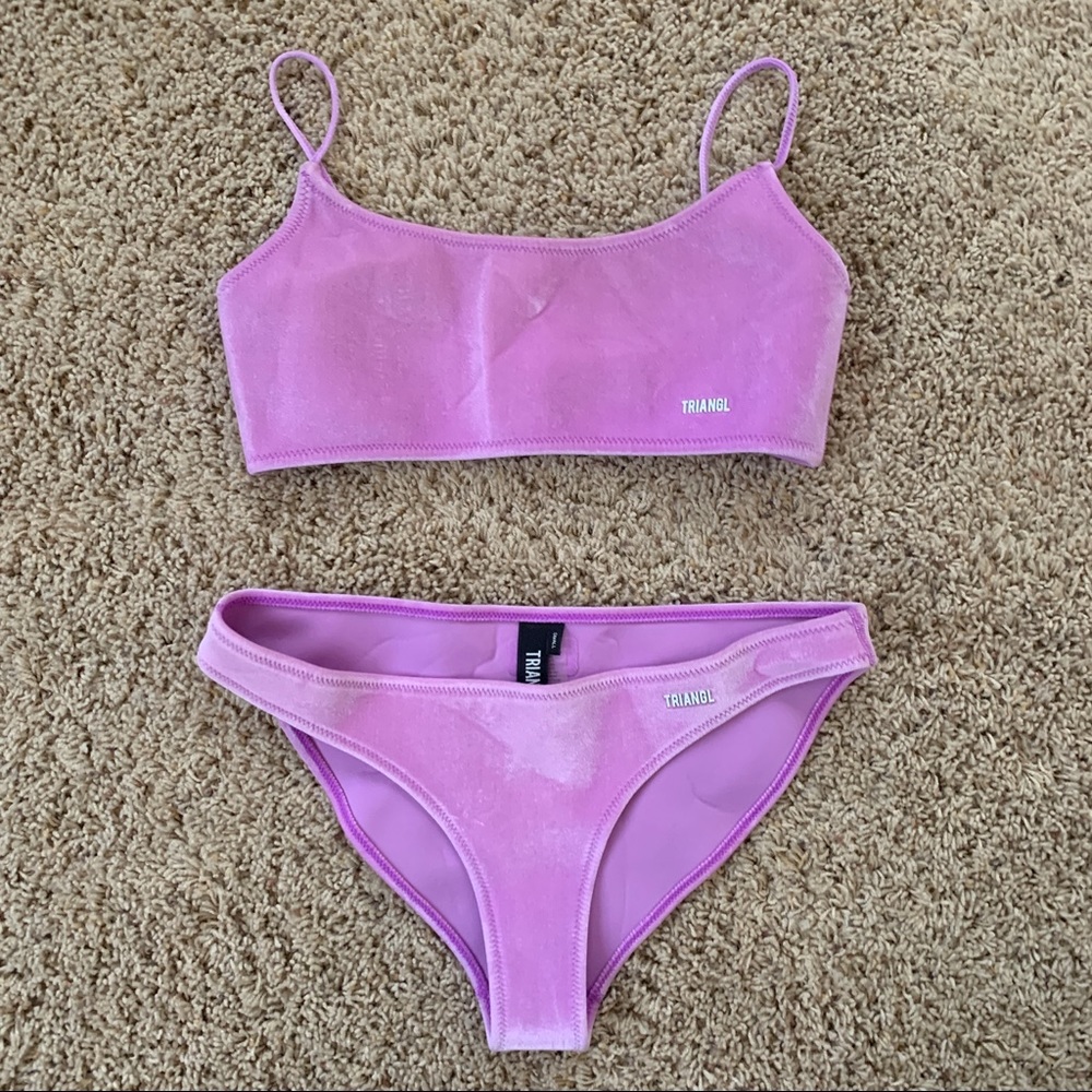 Triangl Purple Velvet Bikini Set